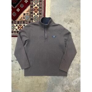 L.L. Bean Sweatshirt Men's Med Quilted Snap Button Mockneck Grey 509332 Twitch
